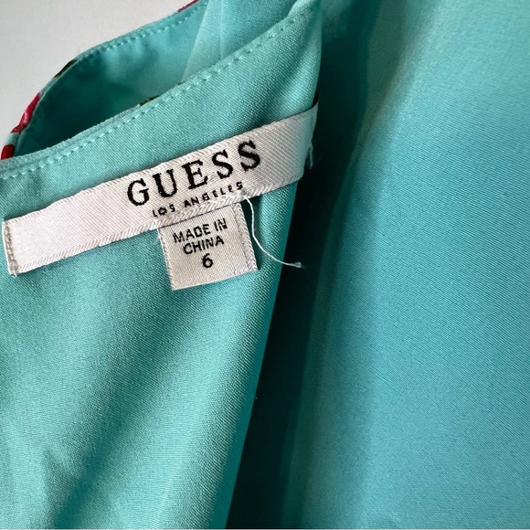 GUESS Women's Uri Floral-Print Walk-Through Romper Coastal Bloom Aqua Print Sz 6 - Picture 16 of 16